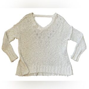 Hollister Open Knit V Neck Long Sleeve Preppy Boho Eclectic Hippie Sweater